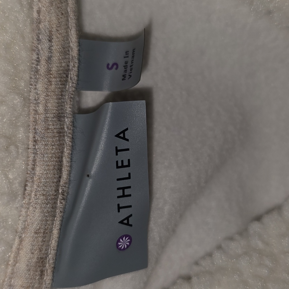 Athleta Apres Anything Sherpa Fleece Vest Oatmeal Heather Women's Size S - Picture 4 of 14